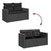 vidaXL Garden Sofa with Cushions 2-Seater Black Poly Rattan