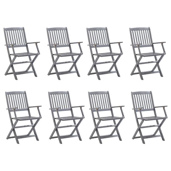 vidaXL Folding Outdoor Chairs 8 pcs with Cushions Solid Acacia Wood