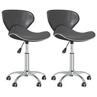 vidaXL Swivel Dining Chairs 2 pcs Grey Faux Leather