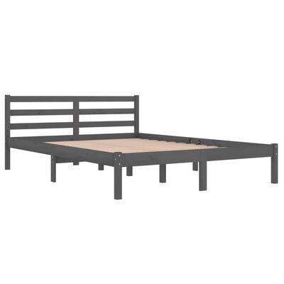 vidaXL Bed Frame without Mattress Solid Wood Pine 140x200 cm Grey