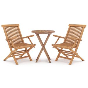 vidaXL 3 Piece Garden Dining Set Solid Wood Teak