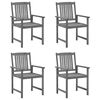 vidaXL Garden Chairs with Cushions 4 pcs Grey Solid Acacia Wood
