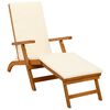 vidaXL Outdoor Deck Chair with Footrest and Table Solid Wood Acacia