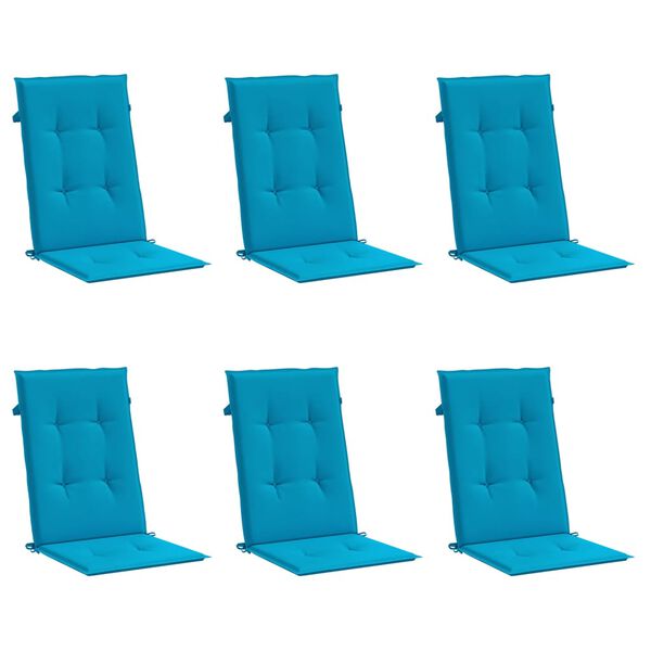 vidaXL Garden Highback Chair Cushions 6 pcs Blue 120x50x3 cm Fabric