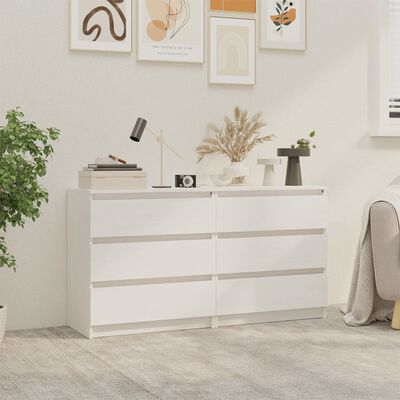 vidaXL Bedside Cabinets 2 pcs White 60x36x64 cm Solid Pinewood