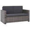 vidaXL 2 Piece Garden Lounge Set with Cushions Poly Rattan Grey