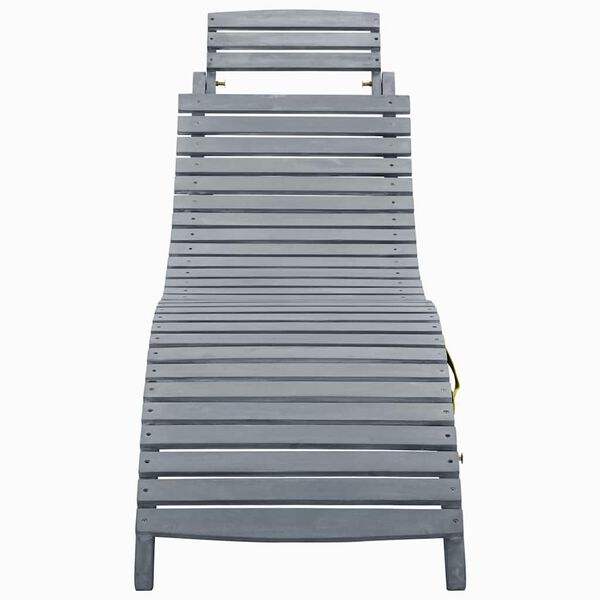 vidaXL Sun Lounger with Cushion Grey Solid Acacia Wood