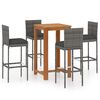 vidaXL 5 Piece Garden Bar Set with Cushions Grey