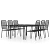 vidaXL 7 Piece Garden Dining Set Black