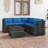 vidaXL 6 Piece Garden Pallet Lounge Set with Cushions Solid Pinewood