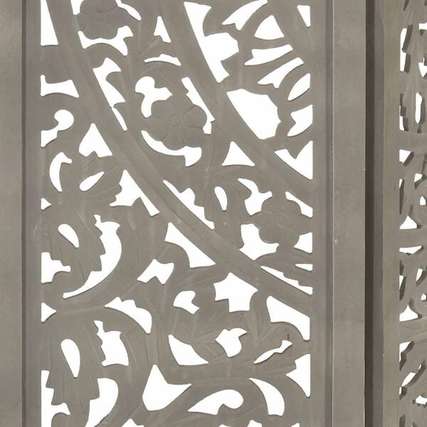 vidaXL Hand carved 3-Panel Room Divider Grey 120x165 cm Solid Mango Wood