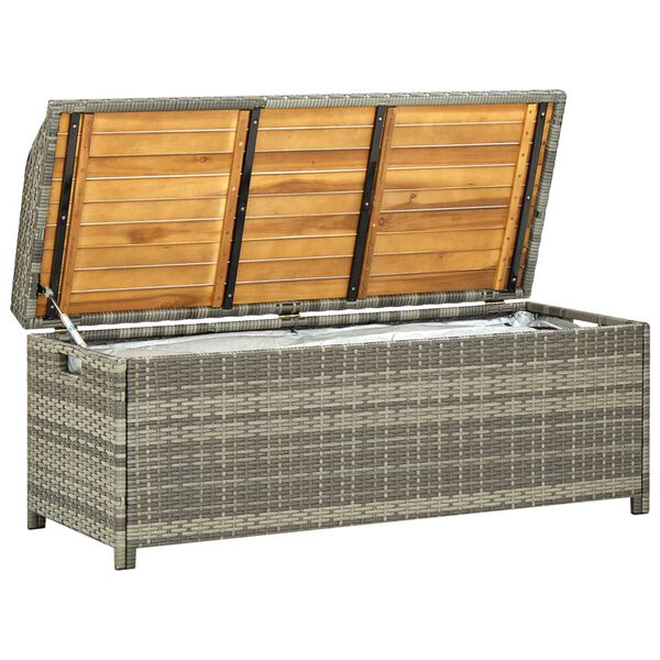 vidaXL Garden Storage Bench 120 cm Poly Rattan Grey