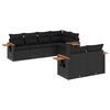 vidaXL 7 Piece Garden Sofa Set with Cushions Black Poly Rattan