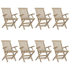 vidaXL Folding Garden Chairs 8 pcs Grey 56x61x89 cm Solid Wood Teak