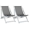 vidaXL Folding Chairs 2 pcs Grey Aluminium and Textilene