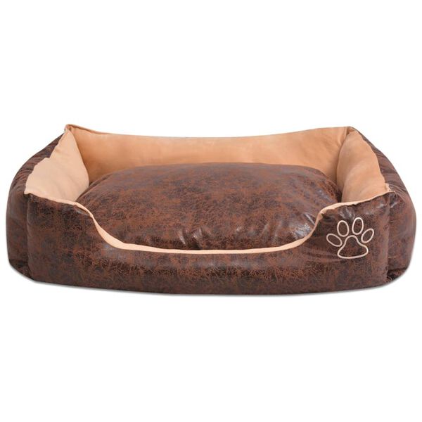 vidaXL Dog Bed with Cushion PU Artificial Leather Size M Brown