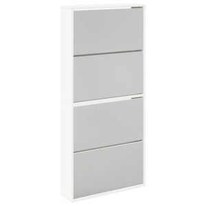 vidaXL Shoe Cabinet 4-Layer Mirror White 63x17x134 cm