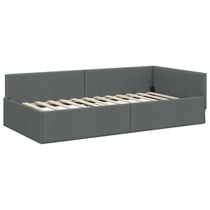 vidaXL Corner Bed Frame with Headboard Dark Grey 90 cm x 200 cm Velvet