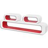 3 White-red MDF Floating Wall Display Shelf Cubes Book/DVD Storage