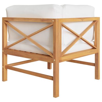 vidaXL 2-Seater Garden Sofa with Cream Cushions Solid Wood Teak