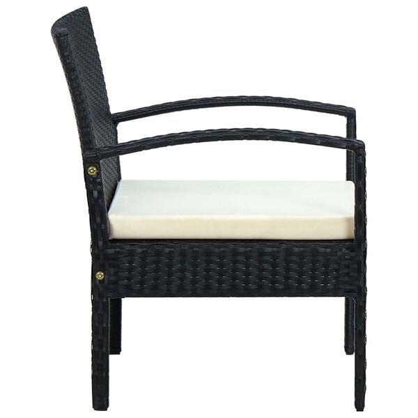vidaXL Garden Chair with Cushion Poly Rattan Black
