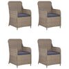 vidaXL 5 Piece Garden Dining Set with Cushions Poly Rattan Brown