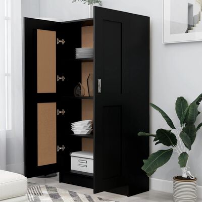 vidaXL Book Cabinet Black 82.5x30.5x150 cm Engineered Wood