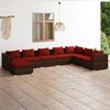 vidaXL 8 Piece Garden Lounge Set with Cushions Poly Rattan Brown