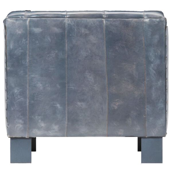 vidaXL Tub Chair Grey Real Leather