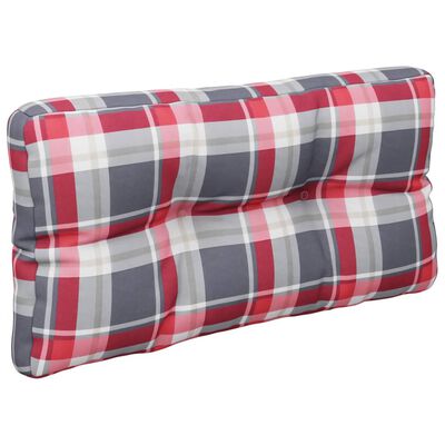 vidaXL Pallet Cushion Red Check Pattern 70x40x12 cm Fabric