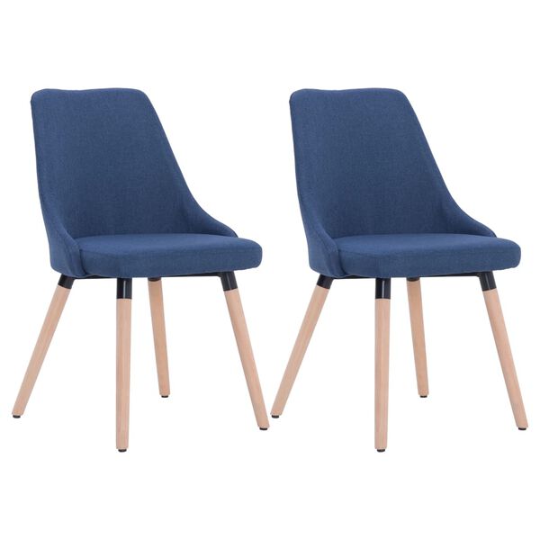 vidaXL Dining Chairs 2 pcs Blue Fabric