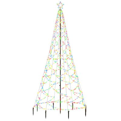 vidaXL Christmas Tree with Metal Post 500 LEDs Colourful 3 m