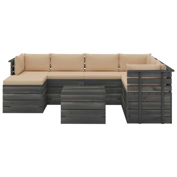 vidaXL 8 Piece Garden Pallet Lounge Set with Cushions Solid Pinewood