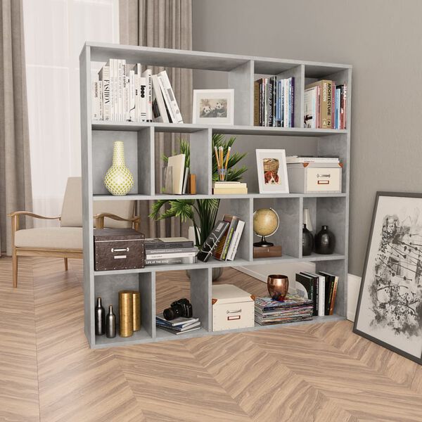 vidaXL Room Divider/Book Cabinet Concrete Grey 110x24x110 cm Engineered Wood