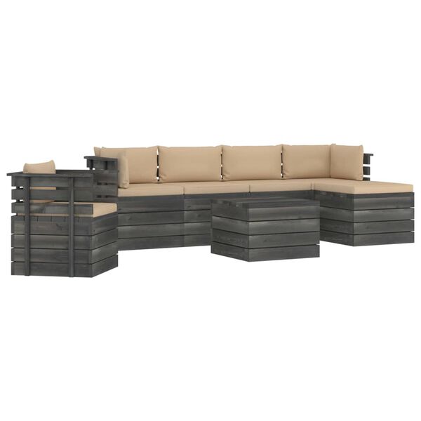 vidaXL 7 Piece Garden Pallet Lounge Set with Cushions Solid Pinewood