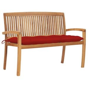 vidaXL Stacking Garden Bench with Cushion 128,5 cm Solid Teak Wood