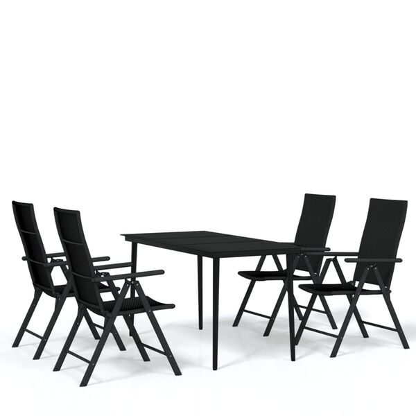 vidaXL 5 Piece Garden Dining Set Black