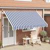 vidaXL Manual Retractable Awning 350 cm Blue and White Stripes