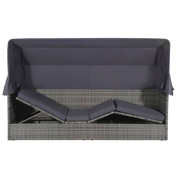 vidaXL Garden Bed with Canopy Grey 205x62 cm Poly Rattan