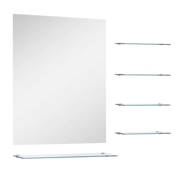 vidaXL Wall Mirror with 5 Shelves Silver 50x60 cm