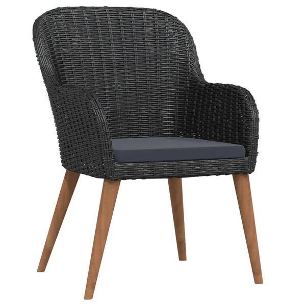 vidaXL 5 Piece Garden Dining Set with Cushions Black