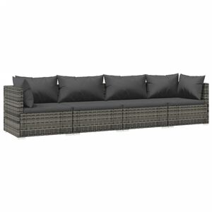 vidaXL Garden Lounge Set | Grey | PE rattan, powder-coated steel, fabric