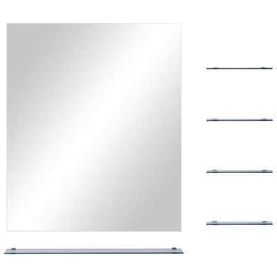 vidaXL Wall Mirror with 5 Shelves Silver 50x60 cm