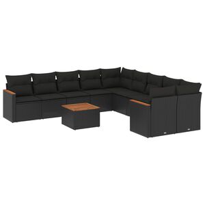 vidaXL Patio Sofa Set 10-Seaters Black