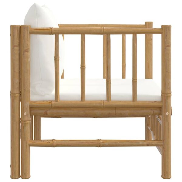 vidaXL Garden Sofa with Cream White Cushions Bamboo