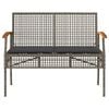 vidaXL Garden Bench with Cushion Grey Poly Rattan Acacia Wood