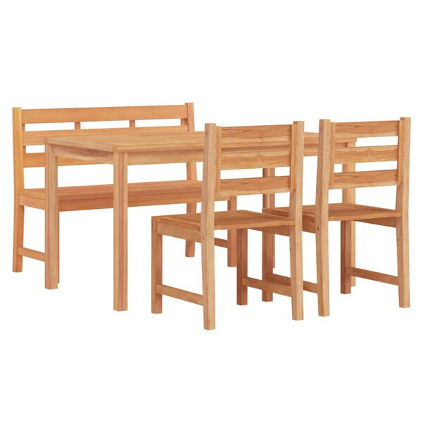 vidaXL 4 Piece Garden Dining Set Solid Wood Teak