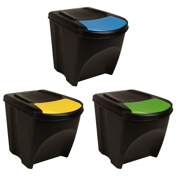 vidaXL Stackable Dustbins 3 pcs Anthracite 75 L