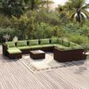 vidaXL 11 Piece Garden Lounge Set with Cushions Poly Rattan Brown