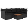 vidaXL 7 Piece Garden Sofa Set with Cushions Black Poly Rattan